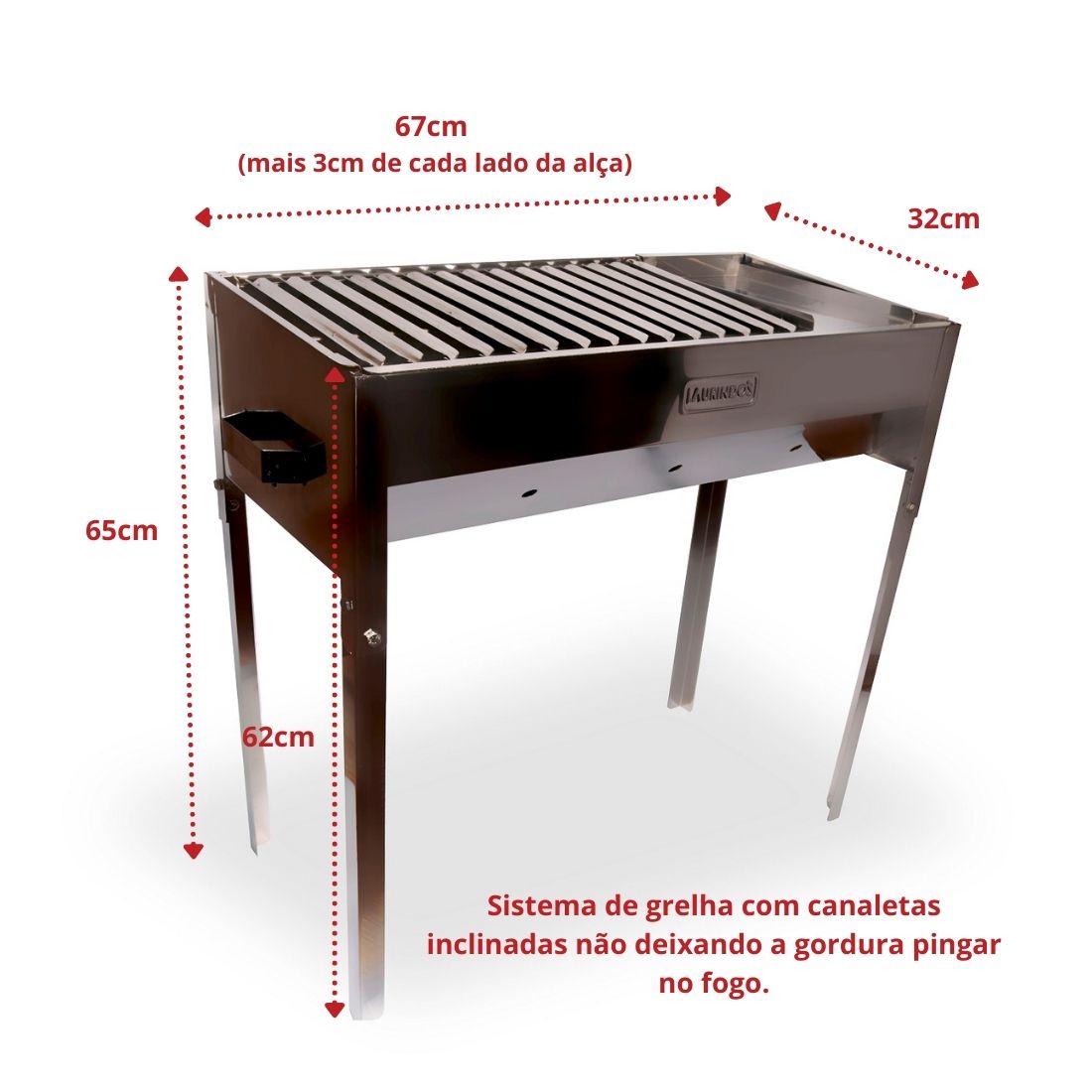 Churrasqueira Inox Com Grelha Argentina C Pernas de Apoio - INOX