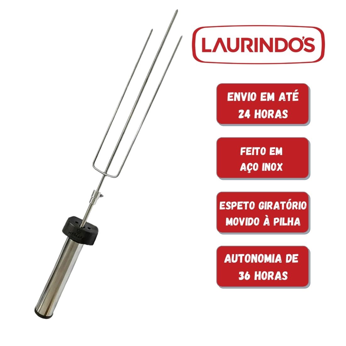 Kit 2 Espetos A Pilha Giratório Inox Regulável 50cm A 65cm : :  Cozinha