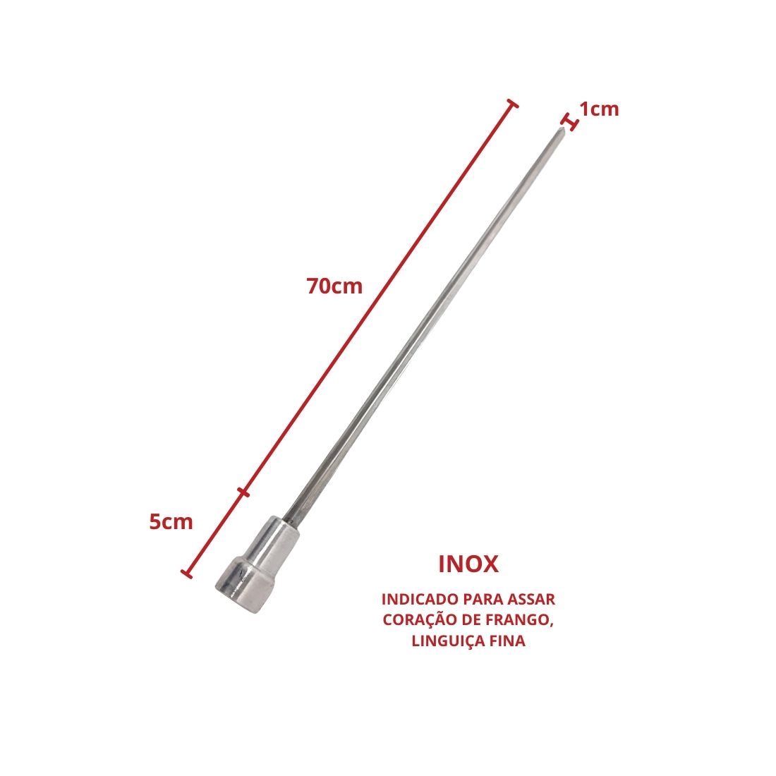 Espeto Duplo 70cm De Inox Com Cabo Madeira - Churrasco - Laurindos